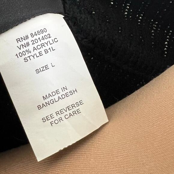 Salon Studio Sweater Large Women Black Embroidered Floral Mock Neck Knit Relaxed - Picture 6 of 7